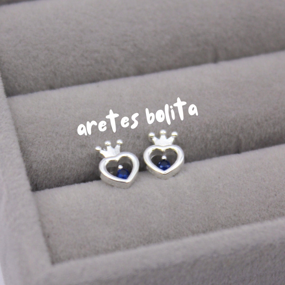 Aretes corazón corona