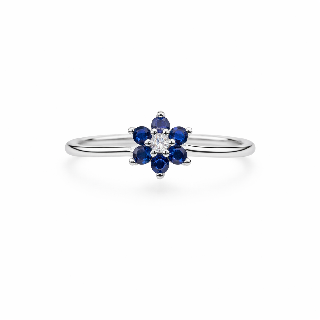 Anillo flor azul