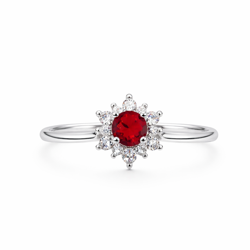 Anillo flor roja