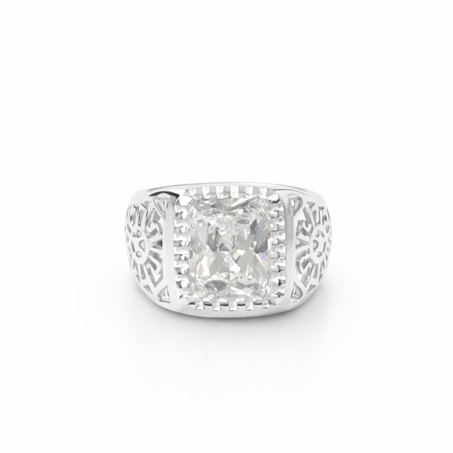 Anillo hombre piedra blanca