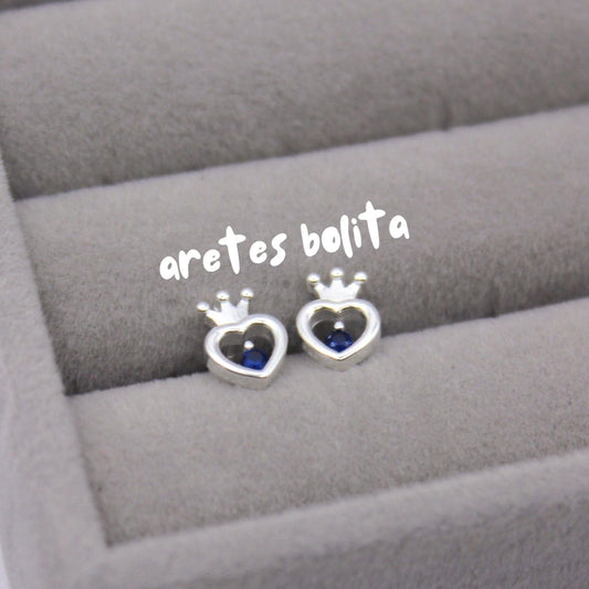 Aretes corazón corona