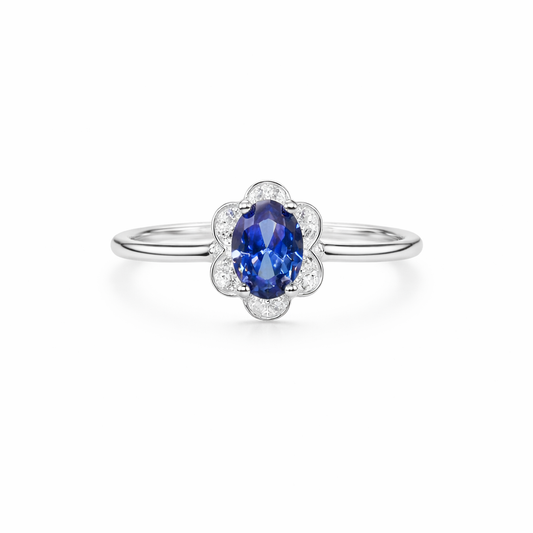Anillo flor azul