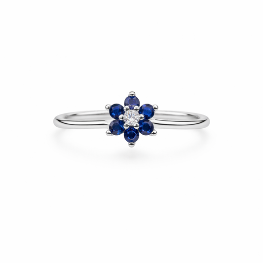 Anillo flor azul