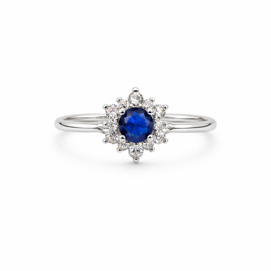 Anillo flor azul