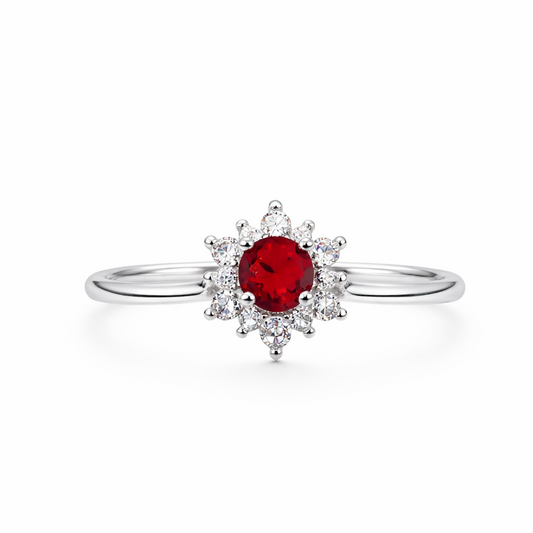 Anillo flor roja