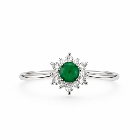 Anillo flor verde