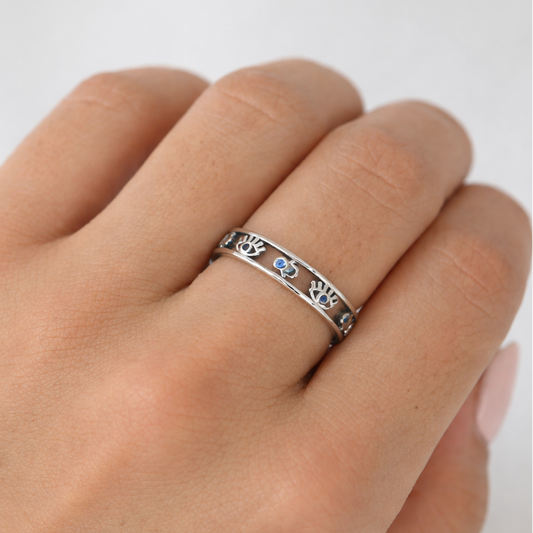 Anillo ojo turco y Mano de Fátima