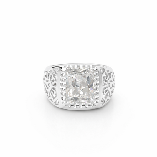 Anillo hombre piedra blanca