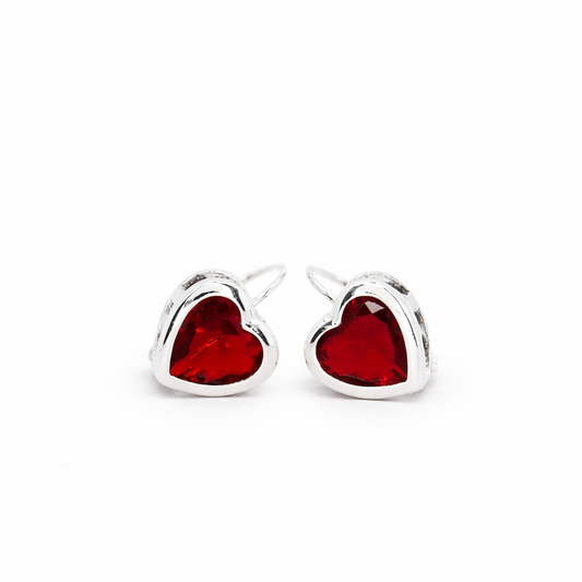 Aretes corazón rojo