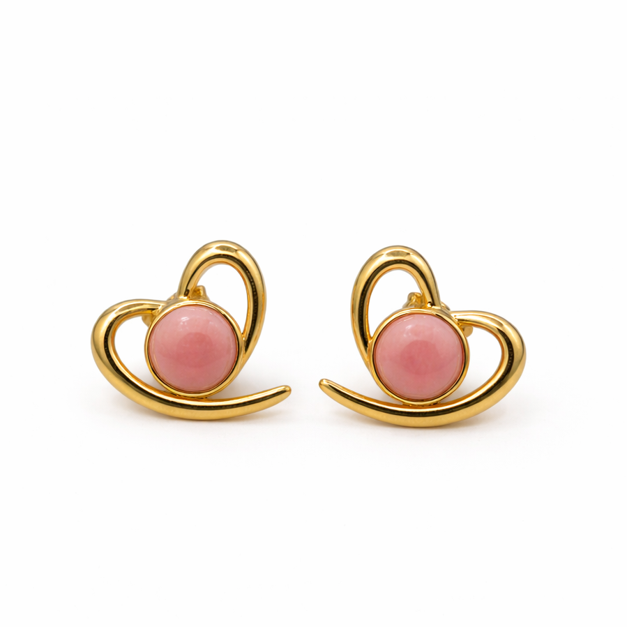 Aretes corazón rosado
