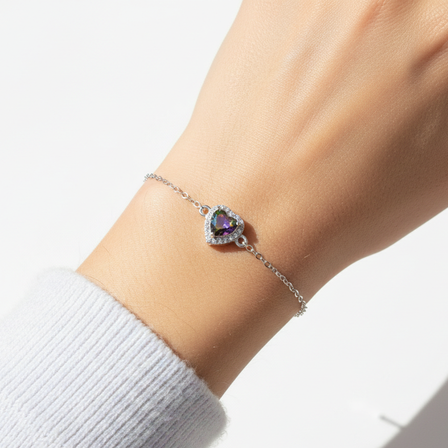 Pulsera corazón tornasol